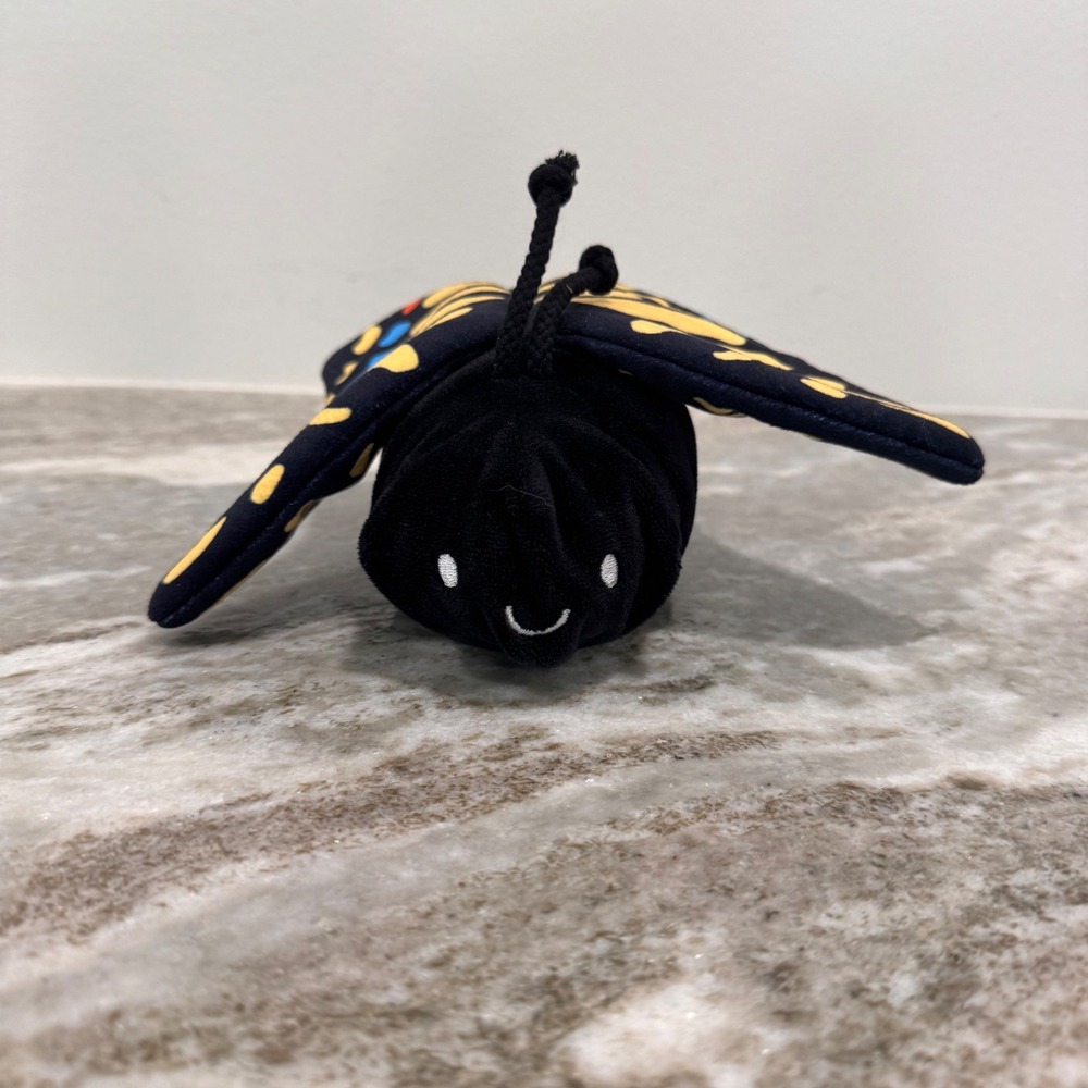 KiwiCo Reversible Butterfly Caterpillar Plush Life Cycle Toy Black Green Yellow